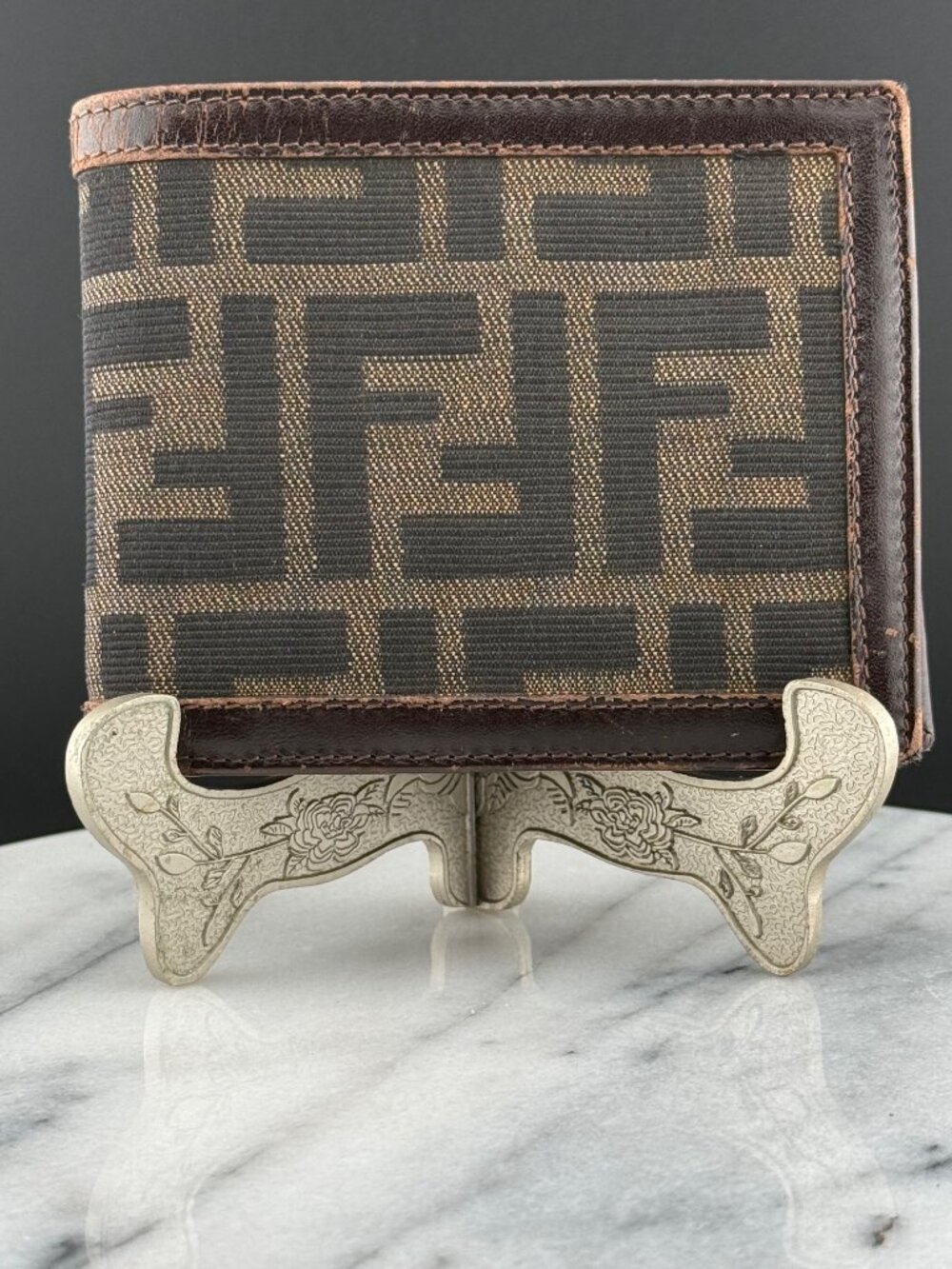 Fendi Zucca FF Monogram Bifold Wallet Authentic Vintage